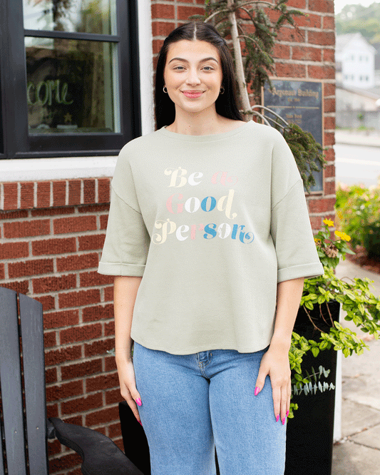 Be a Good Person Waffle-Knit Graphic Top