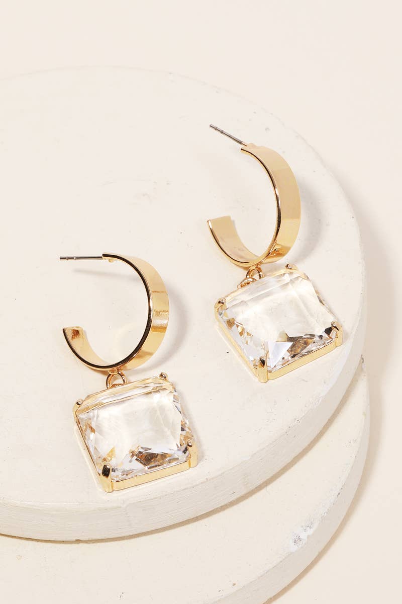 Crystal Square Drop Earrings
