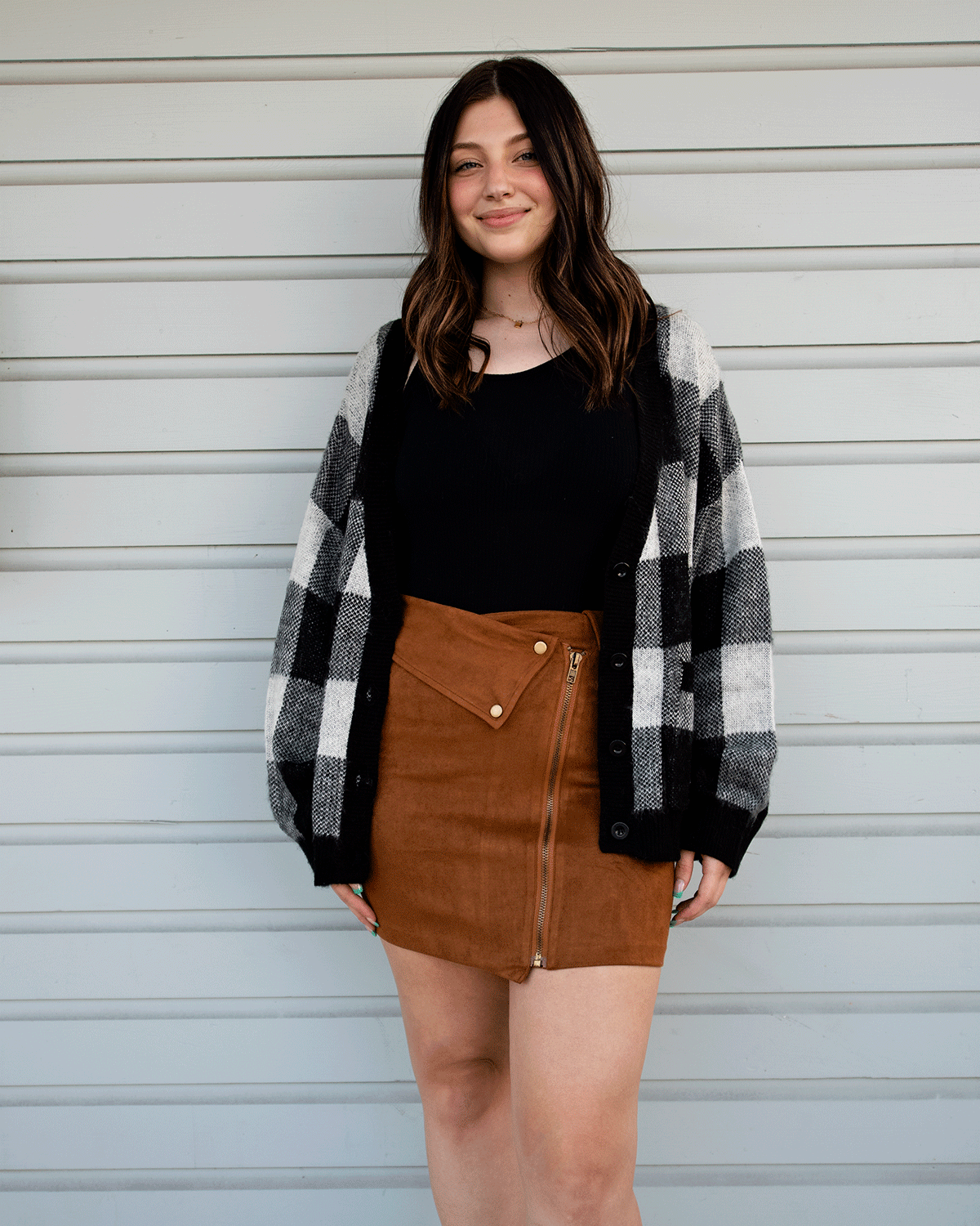 Velvet button skirt